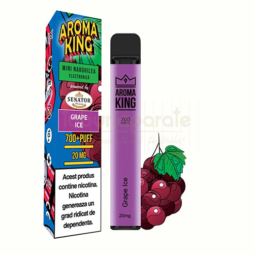 Mini shisha electronica cu nicotina, 700 pufuri, aroma de struguri AK by Senator Grape Ice